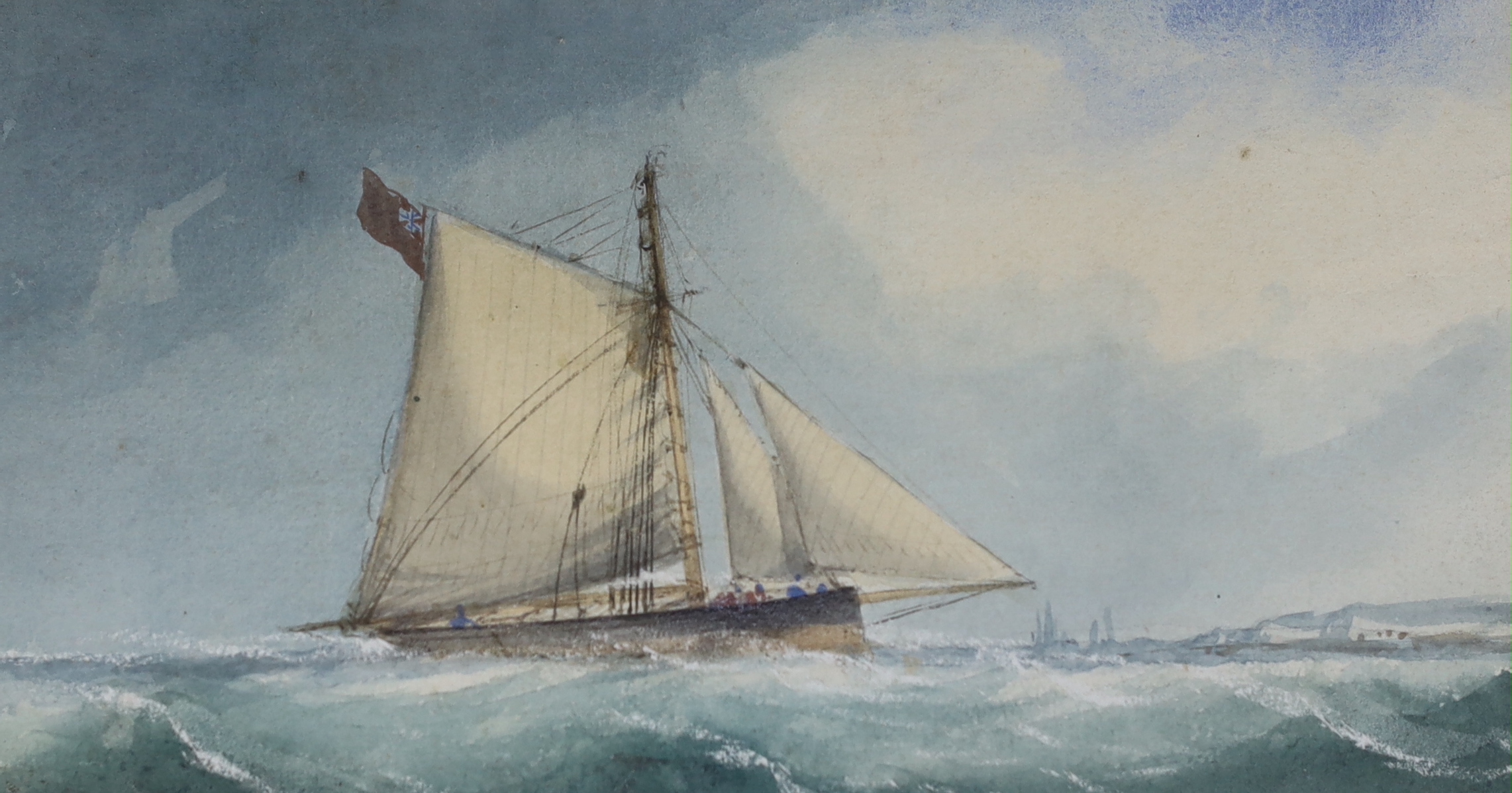 Attributed to Richard Marks, two pairs of watercolours, Sailing ships at sea, largest 12 x 21.5cm